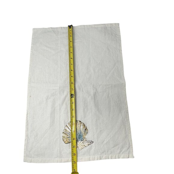 Pottery Barn Tea Towels Coastal Seashell Print Beige Cotton 21 x 15 Nautical - Picture 9 of 12